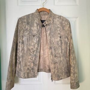 Alfani Women's Beige Snake Print 100% Leather Jacket
